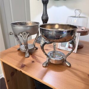 Set of Vintage silver warming stands